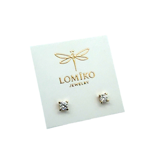 KPE0013A - Pendientes Minimal 4mm 9k (0.26ct por piedra)