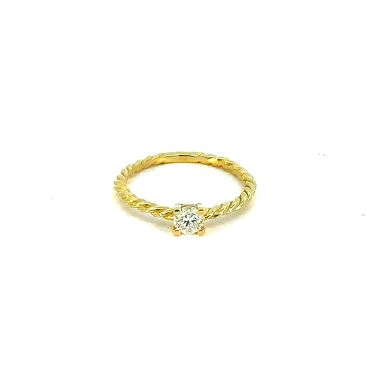 KAN0013TA - Anillo Minimal 4mm 9k Trenzado (0.26ct)